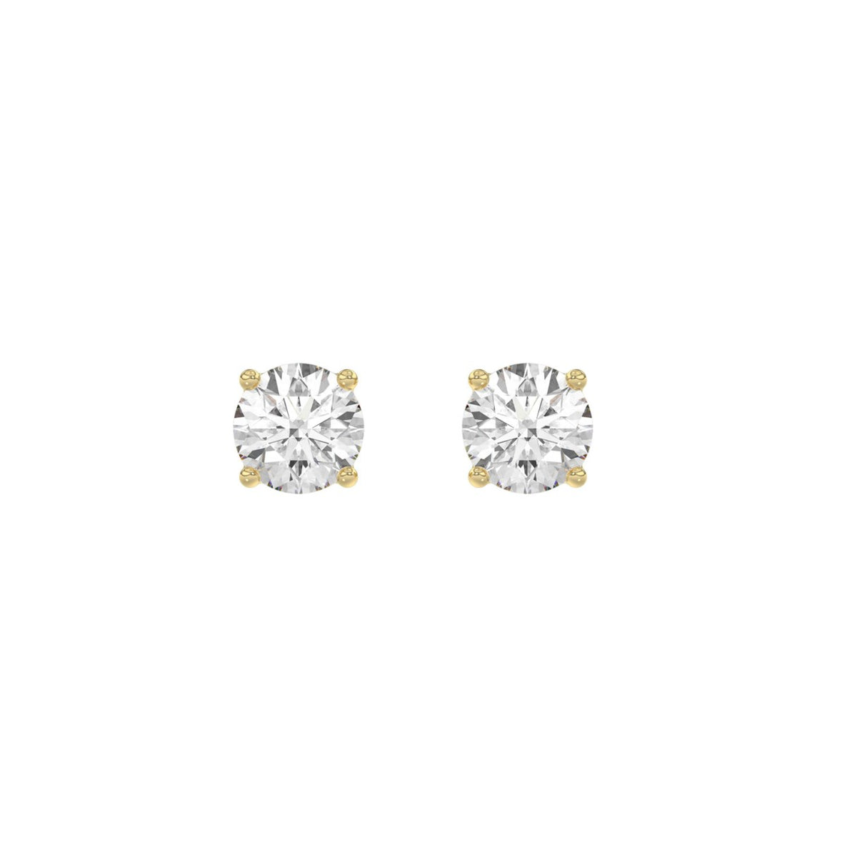 1.5ct- 4-Prong Round Studs Earring - 14K Gold - Lab