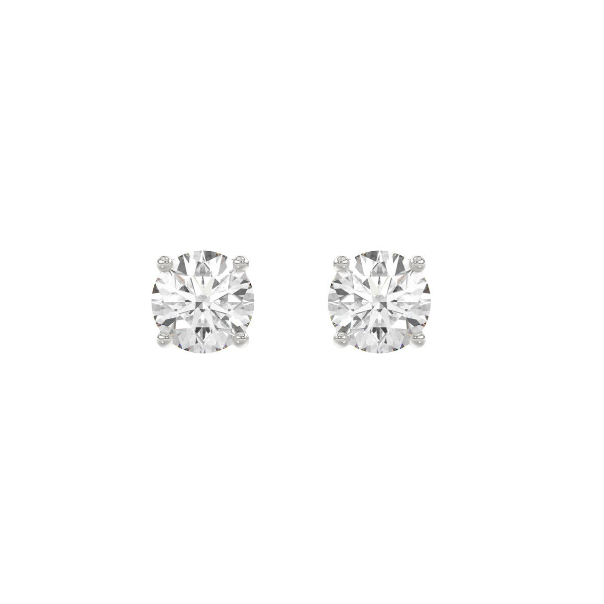 2ct- 4-Prong Round Studs Earring -14K Gold - Lab