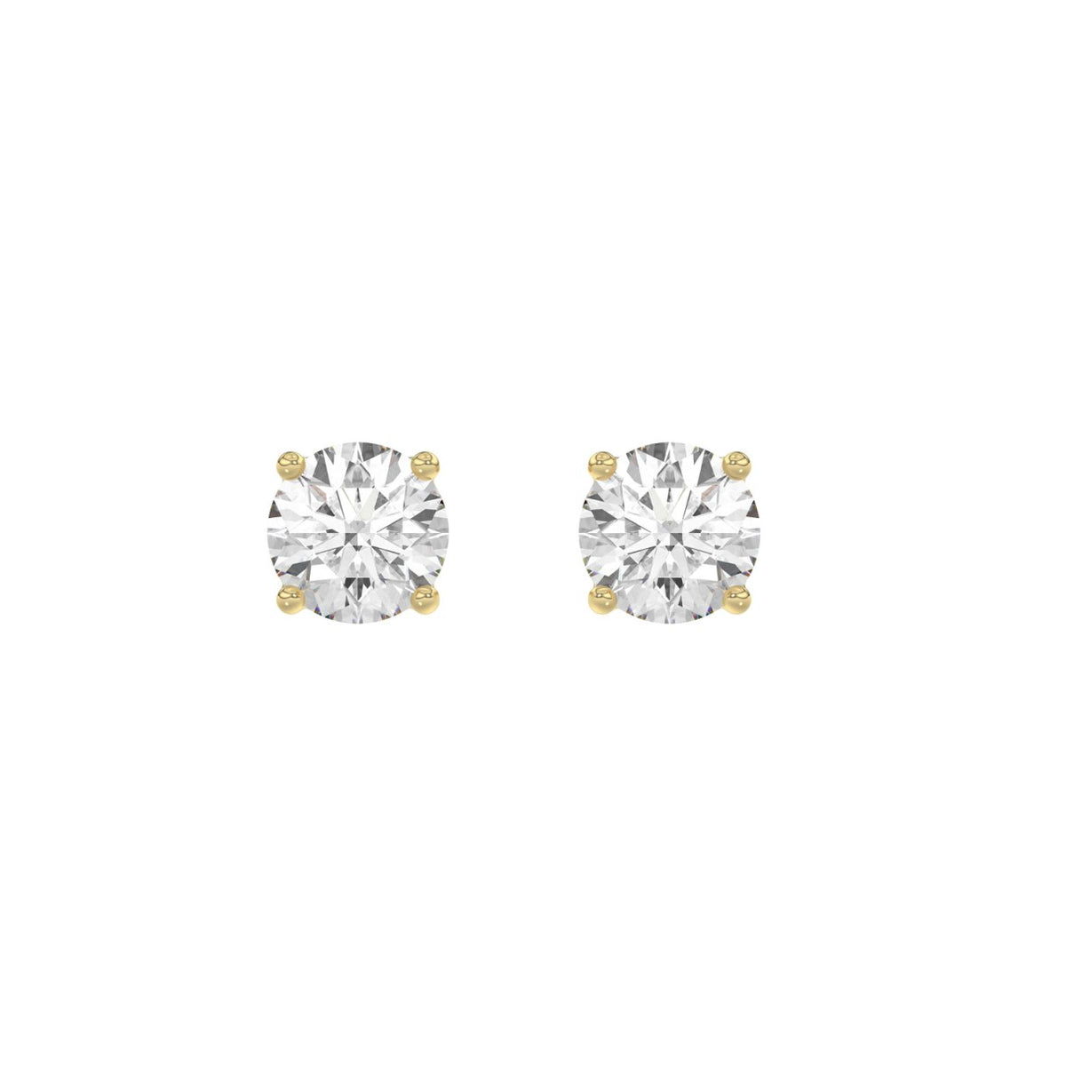 2ct- 4-Prong Round Studs Earring -14K Gold - Lab