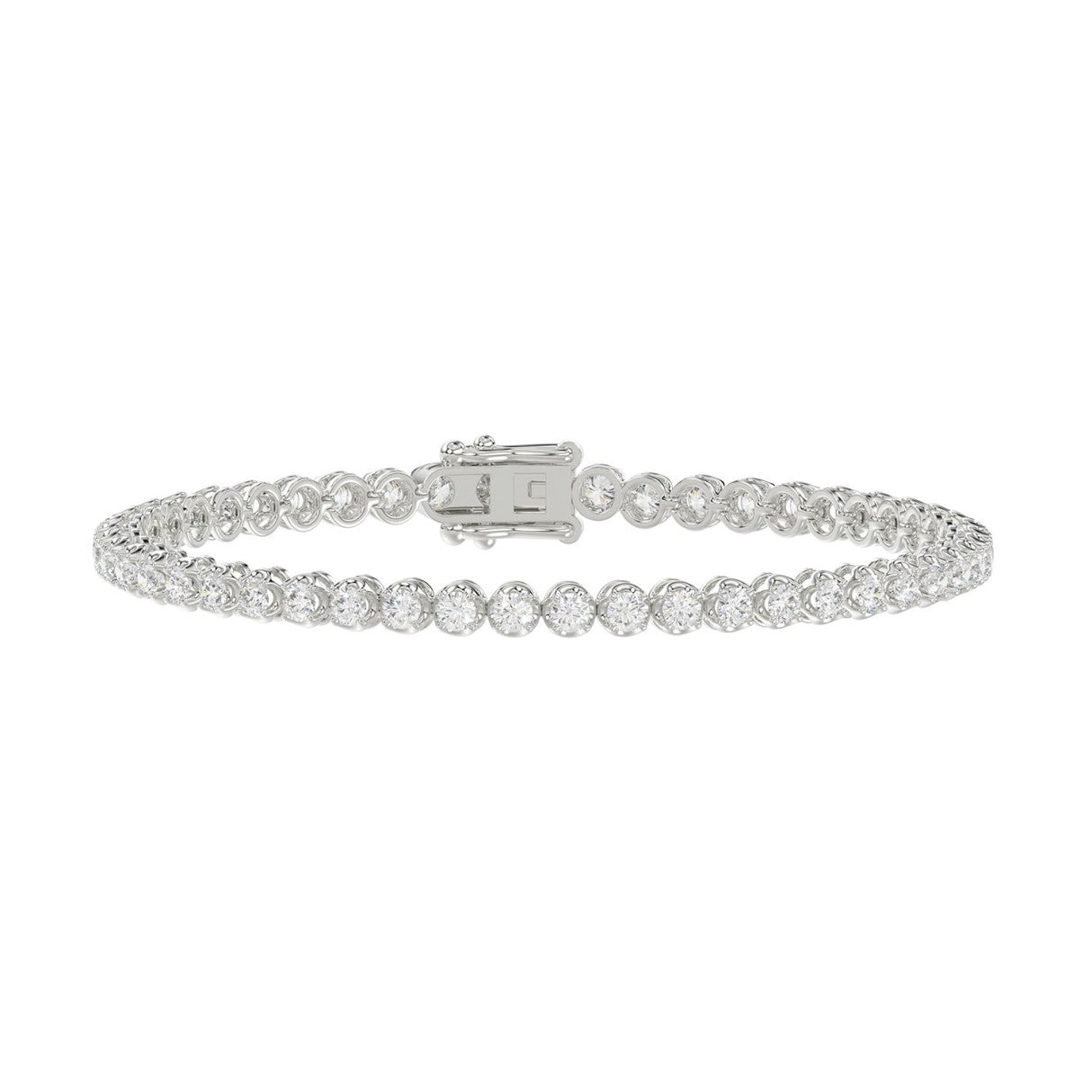 2.57 - 3.64CTs Micro Fusion Pront Set Tennis Bracelet - 10K/14K White/Yellow Gold - Natural