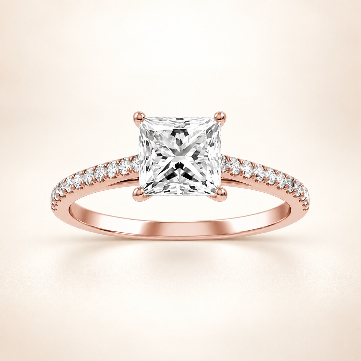 MEHT Signature- 14K White, Yellow, or Rose Gold Princess Pavé Ring