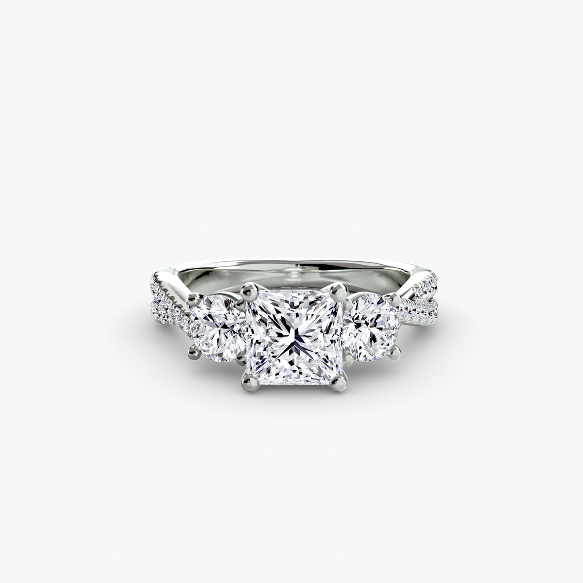 The Helena Three-Stone Pavé Ring