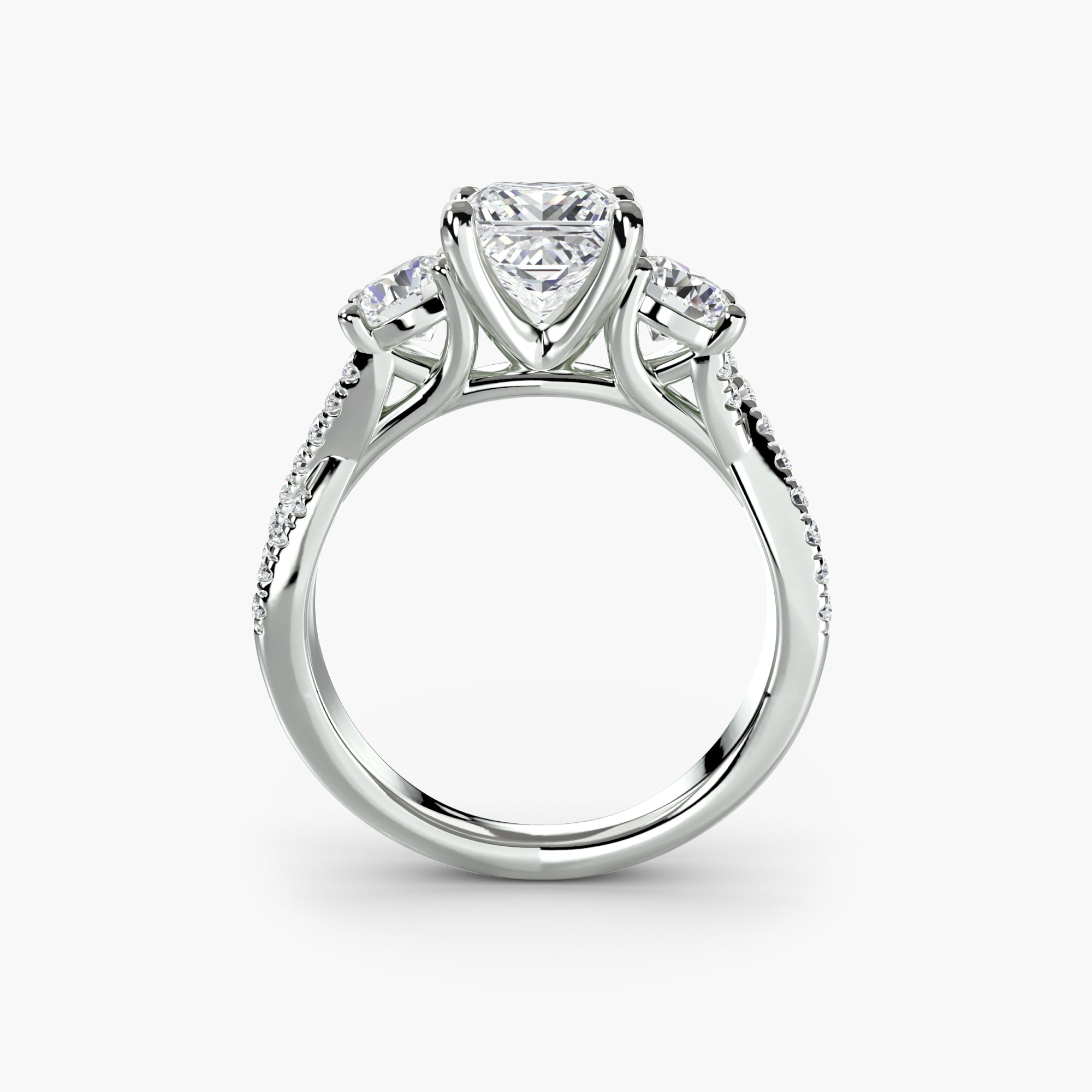 The Helena Three-Stone Pavé Ring