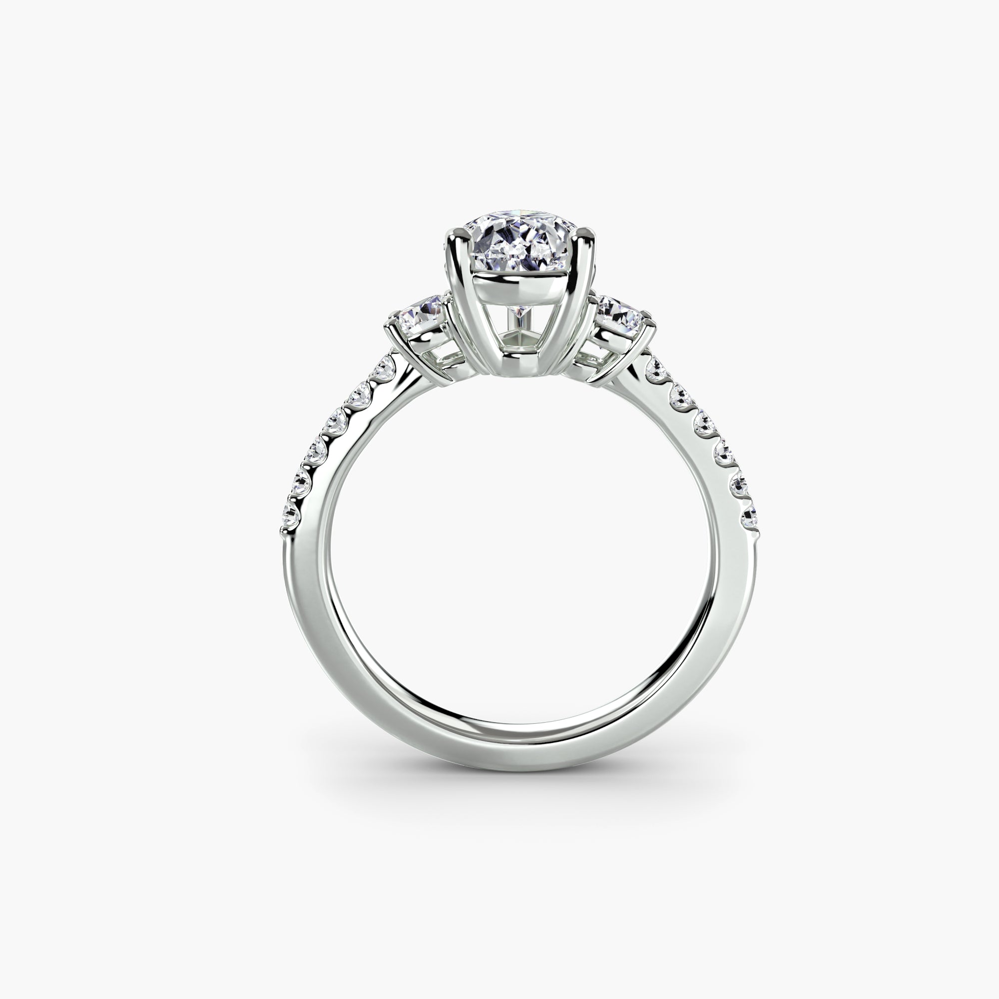 The Beatrice Three-Stone Pavé Ring
