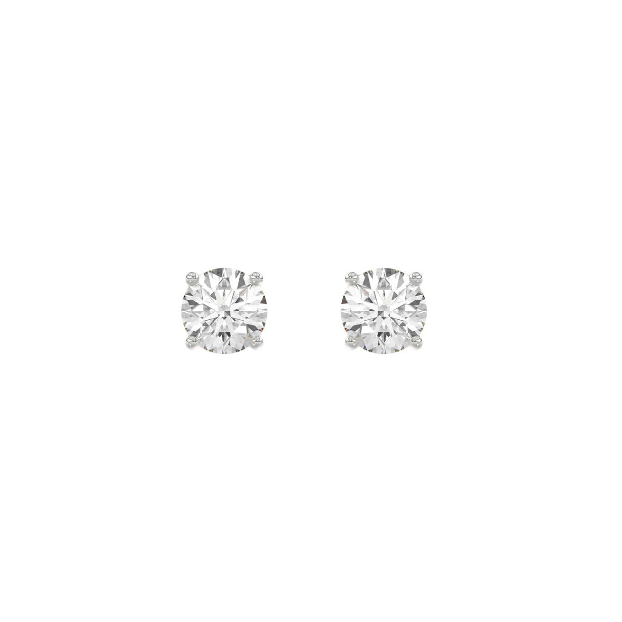 1ct - 4-Prong Round Studs Earring - 14K Gold - Lab